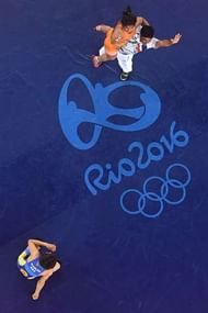 RIO DE JANEIRO, BRAZIL - AUGUST 17: Sakshi Malik of India is declared the winner against Aisuluu Tynybekova of Kyrgyzstan during the Women's Freestyle 58 kg Bronze match on Day 12 of the Rio 2016 Olympic Games at Caioca Arena 2 on August 17, 2016 in Rio de Janeiro, Brazil. (Photo by Lars Baron/Getty Images)